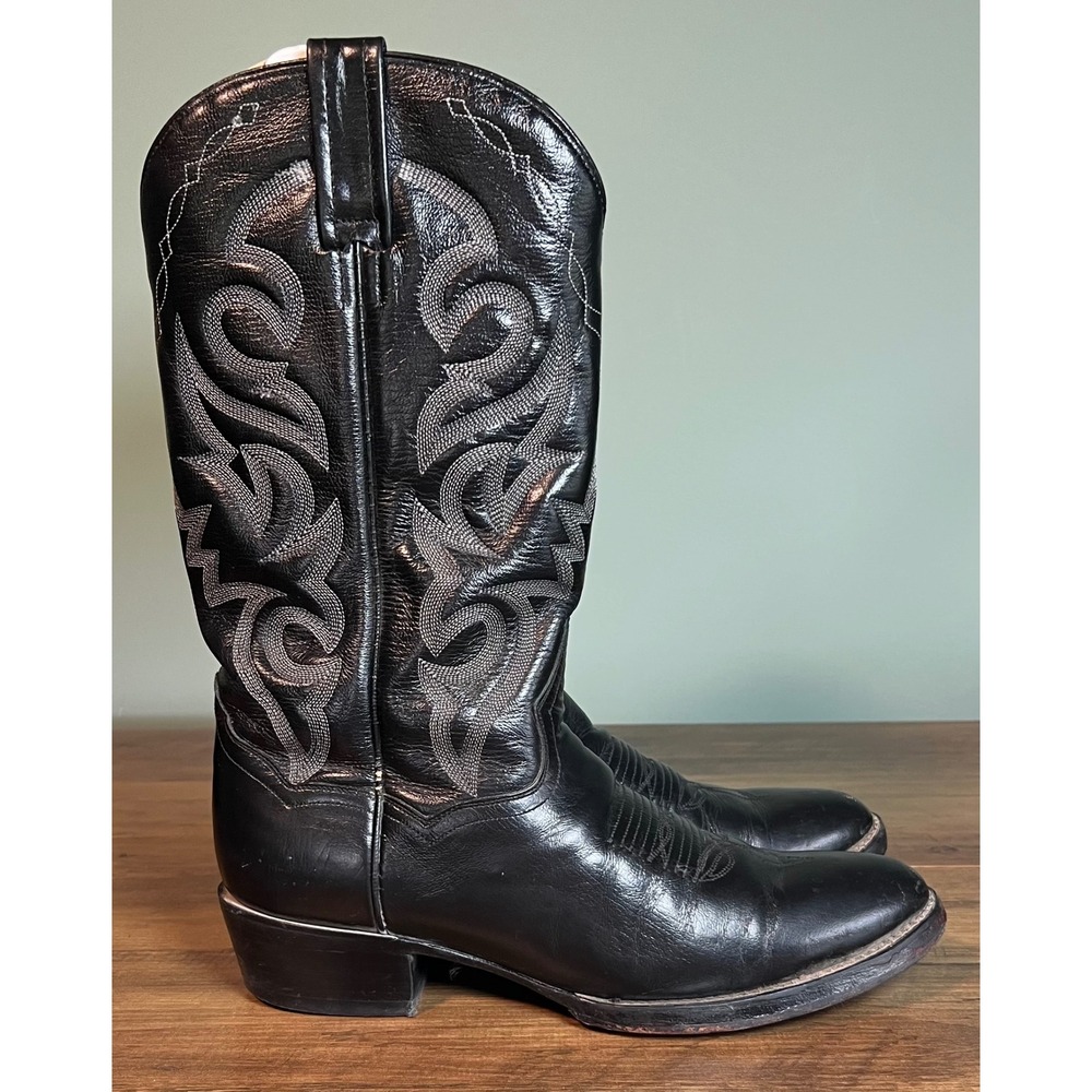 Dan Post Mens Black Corona Leather Western Cowboy Boots DP2110R Size 8.5 D